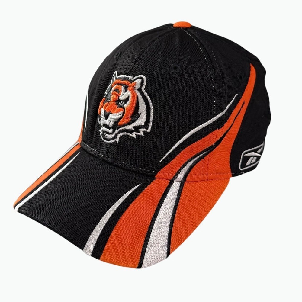 Reebok Cincinnati Bengals Hat Men L/XL Black Orange Authentic Sideline NFL Cap